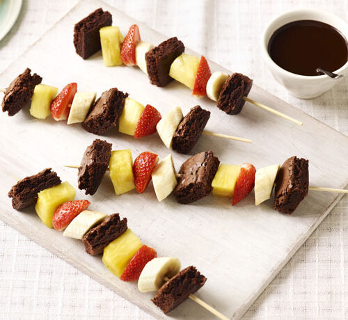 Brownie and Fruit Skewers