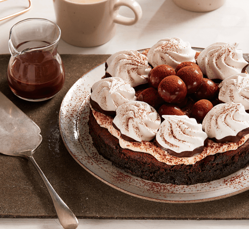 Chocolate Cherry Torte with Meringue Swirls