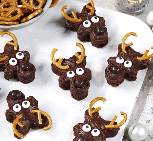 Easy Frosted Reindeer Brownies