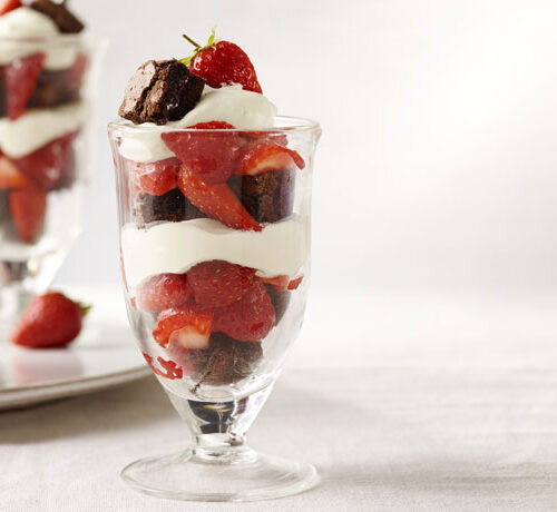 Gooey Salted Caramel Brownie Fruit Sundaes