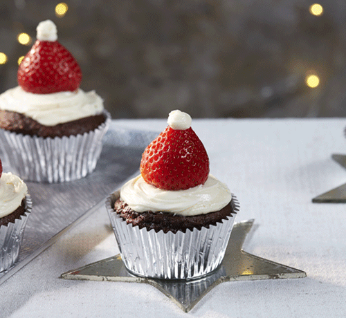 Santa Hat Cupcakes