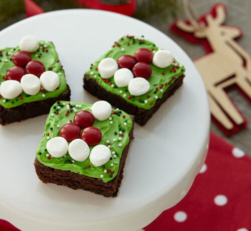 Santa’s Hat Brownie Squares