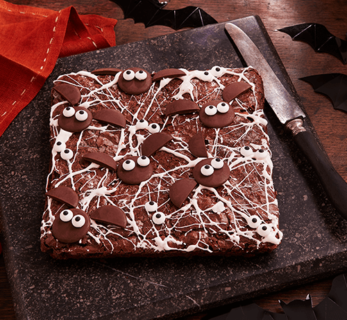 spooky halloween cobweb brownies