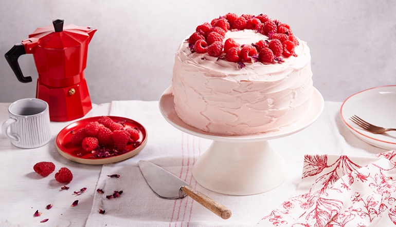 Rose Water & Raspberry Layer Cake